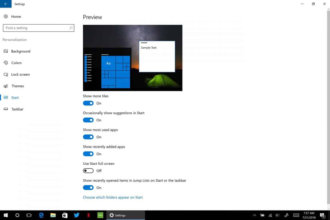 startsettings Windows 10 Anniversary Update: What's new with the Start Menu